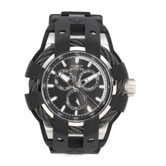 INVICTA Black Men's 50mm Stainless Steel Bolt Silicone Black Watch